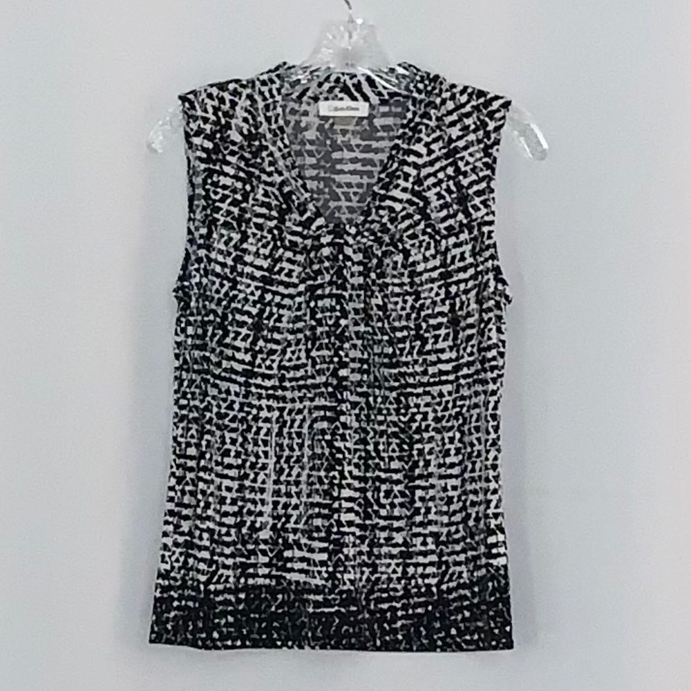 Calvin Klein Black/White Sleeveless Blouse